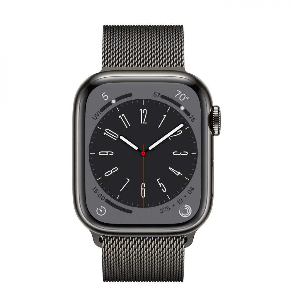 Apple Watch Series 8 GPS + Cellular 45mm Graphite S. Steel Case w. Milanese Loop (MNKW3/MNKX3)